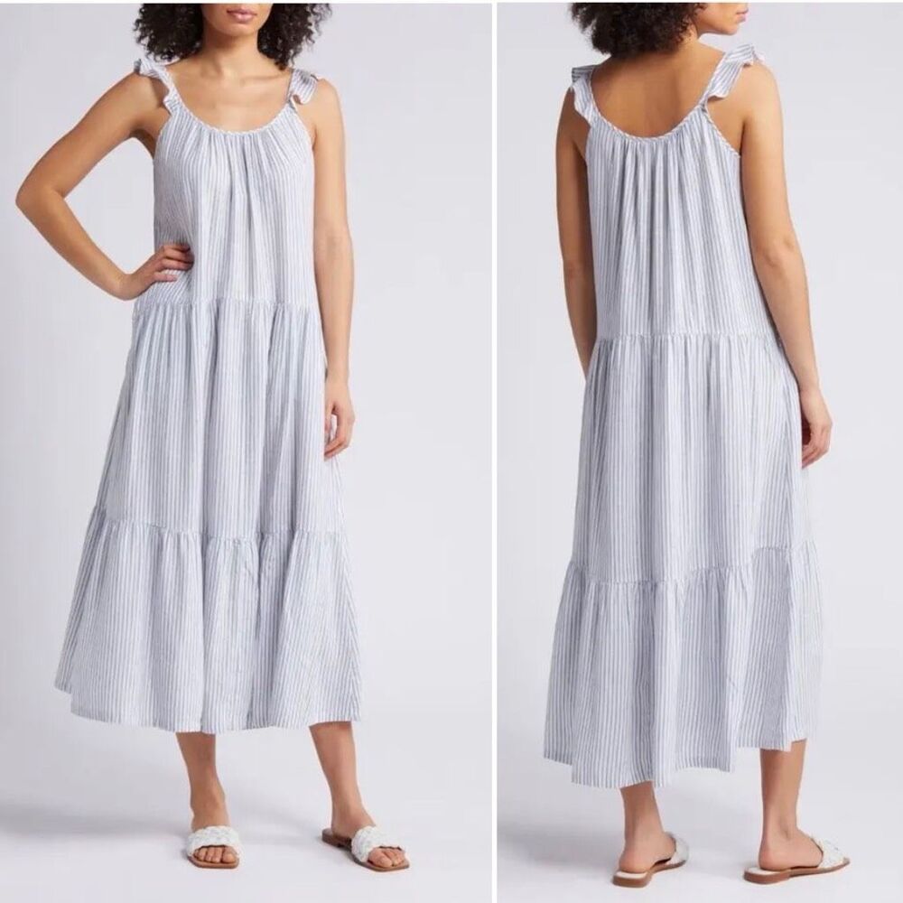 CASLON Cove Stripe Linen Blend Maxi Sundress-XL {NWT}